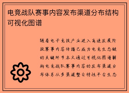 电竞战队赛事内容发布渠道分布结构可视化图谱
